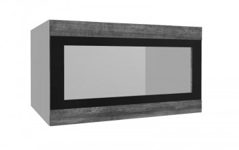 Лофт ВПГСФ 800 шкаф верхний горизонтальный со стеклом высокий с фотопечатью (Дуб бурый/корпус Серый) в Шушенском - shushenskoe.mebel54.com | фото