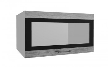 Лофт ВПГСФ 800 шкаф верхний горизонтальный со стеклом высокий с фотопечатью (Дуб майский/корпус Серый) в Шушенском - shushenskoe.mebel54.com | фото