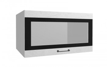 Лофт ВПГСФ 800 шкаф верхний горизонтальный со стеклом высокий с фотопечатью (Штукатурка белая/корпус Серый) в Шушенском - shushenskoe.mebel54.com | фото