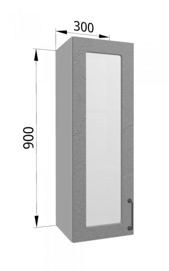 Лофт ВПС 300 шкаф верхний со стеклом высокий (Штукатурка серая/корпус Серый) в Шушенском - shushenskoe.mebel54.com | фото