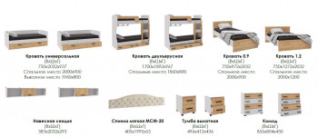 Лючия кровать 0,9 белый/ателье светлое в Шушенском - shushenskoe.mebel54.com | фото