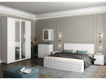 Модульная спальня Барселона (Белый/Белый глянец) в Шушенском - shushenskoe.mebel54.com | фото
