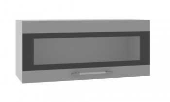 Норд ШВГС 800 Шкаф верхний горизонтальный со стеклом (Софт черный/корпус Белый) в Шушенском - shushenskoe.mebel54.com | фото