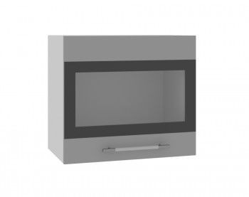 Олива ВПГСФ 500 Шкаф верхний горизонтальный со стеклом с фотопечатью высокий (Ваниль глянец/корпус Серый) в Шушенском - shushenskoe.mebel54.com | фото