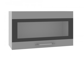 Олива ВПГСФ 800 Шкаф верхний горизонтальный со стеклом с фотопечатью высокий (Снег глянец/корпус Серый) в Шушенском - shushenskoe.mebel54.com | фото