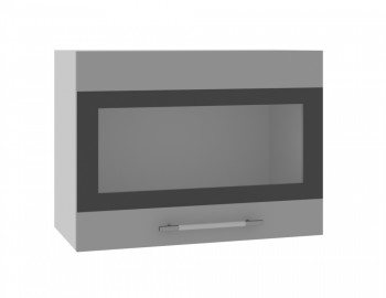 Ройс ВПГСФ 600 Шкаф верхний горизонтальный со стеклом с фотопечатью высокий (Белый софт/корпус Серый) в Шушенском - shushenskoe.mebel54.com | фото