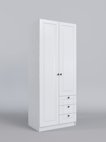 Шкаф 2-х створчатый с ящиками Классика (Белый/корпус Выбеленное дерево) в Шушенском - shushenskoe.mebel54.com | фото