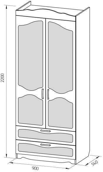 Шкаф 2-х створчатый с ящиками серии Иллюзия 32 Фиолетовый в Шушенском - shushenskoe.mebel54.com | фото