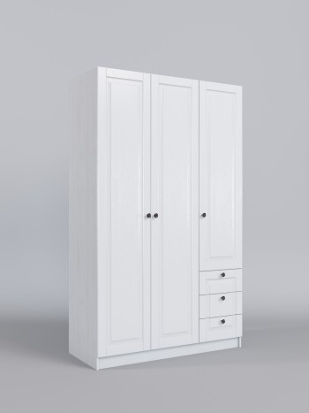 Шкаф 3-х створчатый с ящиками Классика (Белый/корпус Выбеленное дерево) в Шушенском - shushenskoe.mebel54.com | фото