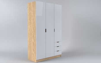 Шкаф 3-х створчатый с ящиками Лофт (Белый/корпус Дуб Сонома) в Шушенском - shushenskoe.mebel54.com | фото