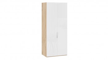 Шкаф для одежды с 2 глухими дверями «Эмбер» Яблоня Беллуно/Белый глянец в Шушенском - shushenskoe.mebel54.com | фото