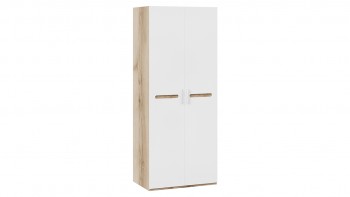 Шкаф для одежды с 2-мя дверями «Фьюжн» Дуб Делано/Белый глянец в Шушенском - shushenskoe.mebel54.com | фото