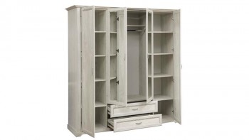 Шкаф для одежды "Сохо" (бетон пайн белый/2 ящика/зеркало) в Шушенском - shushenskoe.mebel54.com | фото