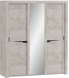 Шкаф трехдверный Соренто с раздвижными дверями Дуб бонифаций/Кофе структурный матовый в Шушенском - shushenskoe.mebel54.com | фото