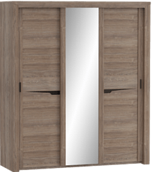 Шкаф трехдверный Соренто с раздвижными дверями Дуб стирлинг/Кофе структурный матовый в Шушенском - shushenskoe.mebel54.com | фото