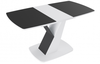 Стол обеденный «Гарда» Тип 1 (Белый/Стекло матовое черный графит) в Шушенском - shushenskoe.mebel54.com | фото