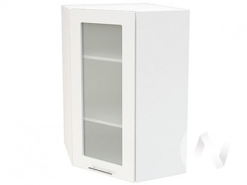 Угловой шкаф со стеклом Валерия-М ШВУС-599 (Белый глянец/Белый/верхний/высокий) в Шушенском - shushenskoe.mebel54.com | фото